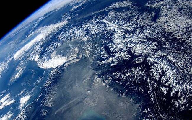 Обои картинки фото космос, земля, океан, облака