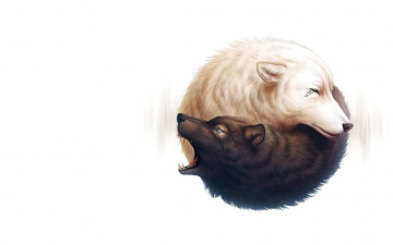 Картинка рисованное животные +волки волки