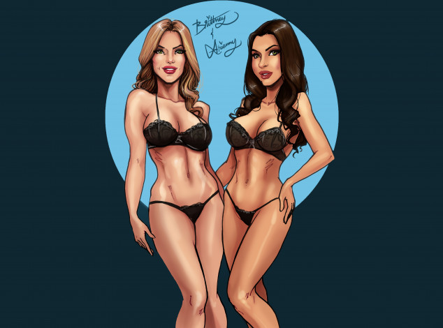 Обои картинки фото рисованное, люди, бельё, взгляд, имя, девушки, фон