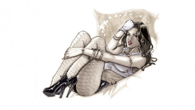 Обои картинки фото рисованное, люди, фон, девушка, взгляд