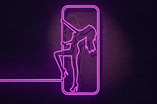 Обои картинки фото рисованное, минимализм, wall, female, figure, girl, neon, lights, fluorescent