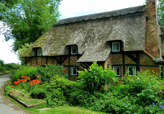 Картинка англия города -+здания +дома деревья кустарники трава цветы