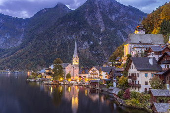 Картинка hallstatt города -+пейзажи городок озеро горы