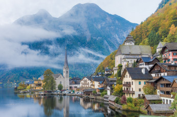 Картинка hallstatt города -+пейзажи городок озеро горы