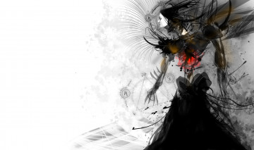 обоя фэнтези, роботы,  киборги,  механизмы, фон, существо, девушка