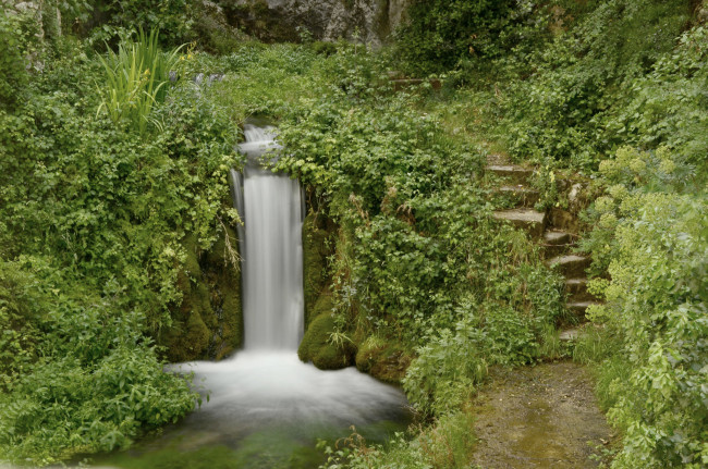 Обои картинки фото природа, водопады, лес, река, водопад