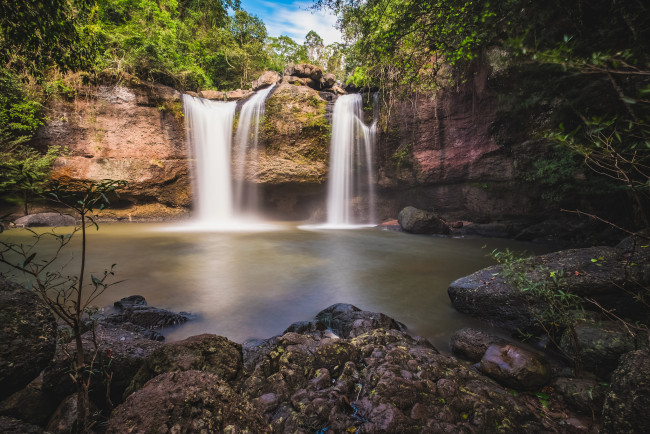Обои картинки фото природа, водопады, водопад, река, лес