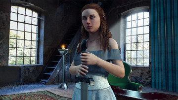 Картинка 3д+графика фантазия+ fantasy взгляд девушка фон