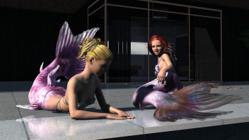 Картинка 3д+графика существа+ creatures фон русалки взгляд девушки