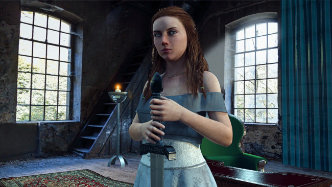 Обои картинки фото 3д графика, фантазия , fantasy, взгляд, девушка, фон