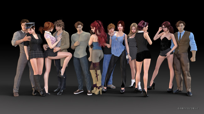 Обои картинки фото 3д графика, люди , people, фон, взгляд, девушки