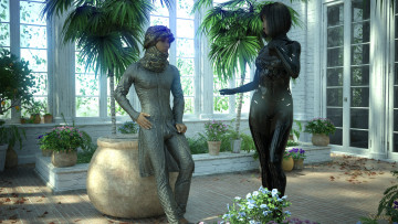 Картинка 3д+графика люди+ people девушка взгляд фон