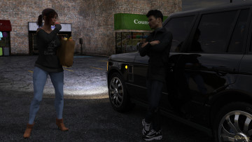 Картинка 3д+графика люди-авто мото+ people-+car+ +moto фон взгляд девушка