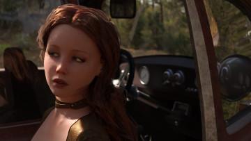 Картинка 3д+графика портрет+ portraits девушка взгляд фон