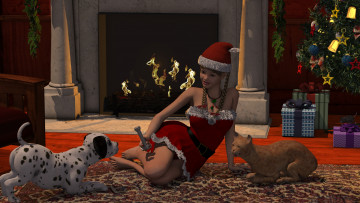 Картинка 3д+графика праздники+ holidays фон взгляд девушка