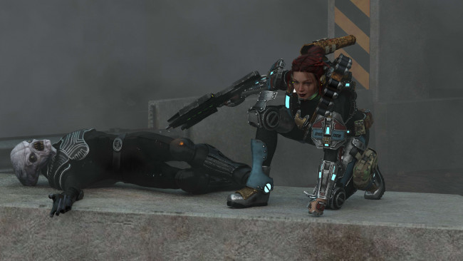 Обои картинки фото 3д графика, фантазия , fantasy, девушка, фон, взгляд