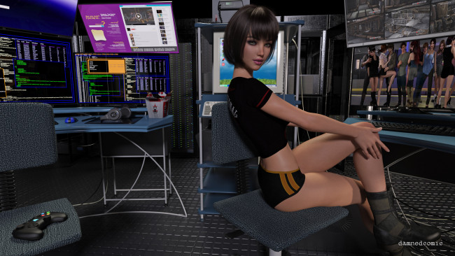 Обои картинки фото 3д графика, люди , people, фон, взгляд, девушка