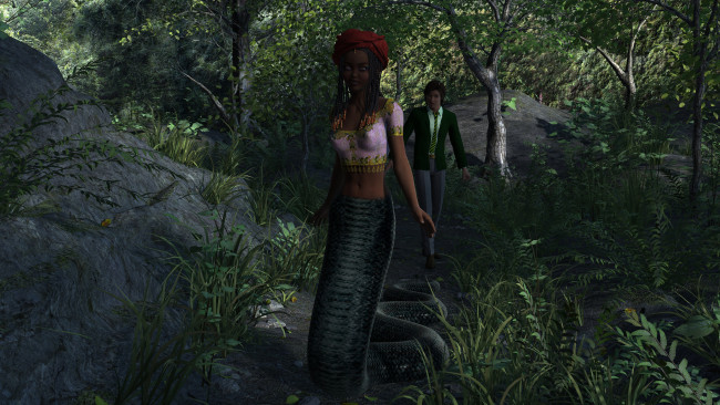 Обои картинки фото 3д графика, существа , creatures, фон, взгляд, девушка