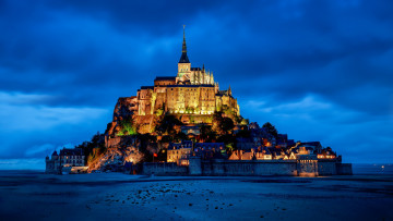 обоя города, крепость мон-сен-мишель , франция, крепость