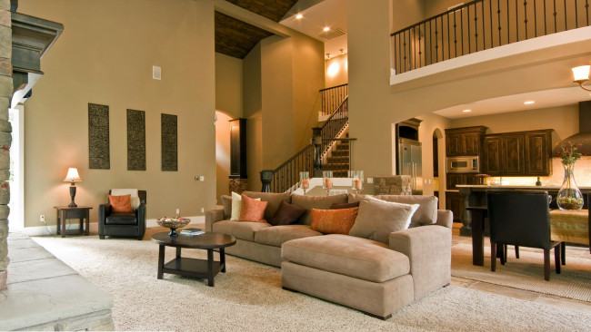 Обои картинки фото интерьер, гостиная, мягкий, уголок, торшер