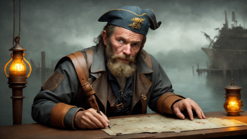 Картинка фэнтези люди нейросети графика нейроарт ai art нейронные сети рисунки нейро искусство пират