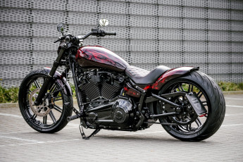 обоя мотоциклы, harley-davidson, softial, brakout, 114, burning, skull, customized, custombikes