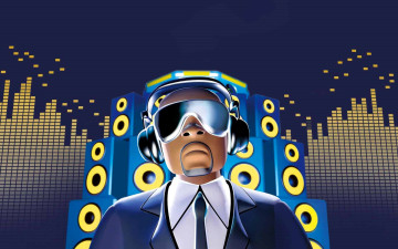 обоя видео игры, beaterator, мужчина, костюм, наушники, очки, колонки