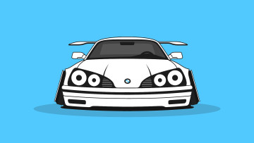 обоя рисованное, авто, мото, машина, белая, голубой, фон