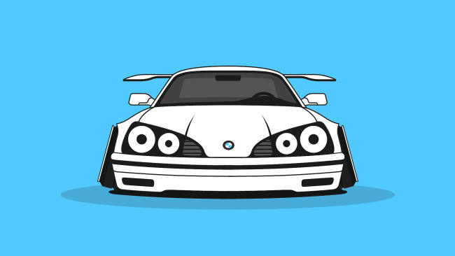 Обои картинки фото рисованное, авто, мото, машина, белая, голубой, фон