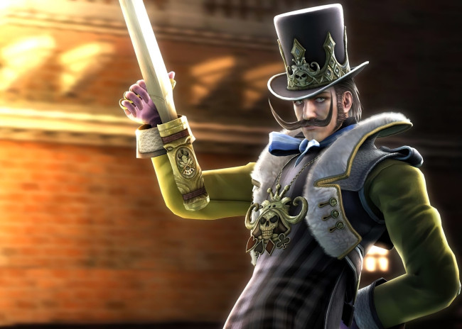 Обои картинки фото видео игры, soulcalibur,  broken destiny, мужчина, оружие, шляпа, усы