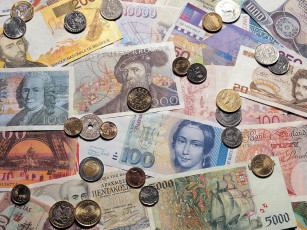 Картинка разное золото купюры монеты