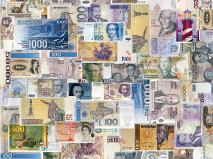 Картинка разное золото купюры монеты