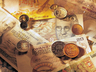 Картинка разное золото купюры монеты