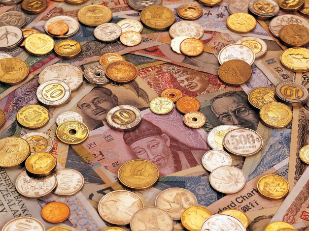 Обои картинки фото разное, золото, купюры, монеты