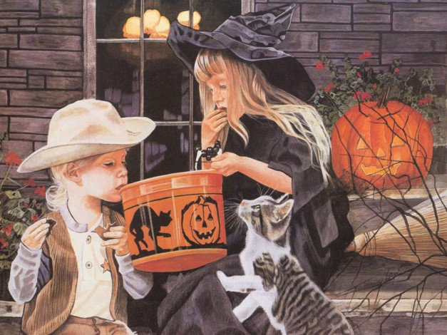 Обои картинки фото рисованные, дети