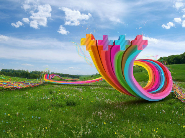 Обои картинки фото разное, компьютерный, дизайн, облака, трава