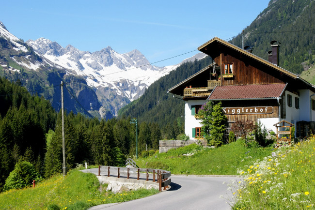 Обои картинки фото австрия, тироль, хинтерхорнбах, города, пейзажи, горы