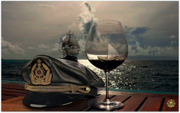 Картинка разное компьютерный дизайн бокал море вечер