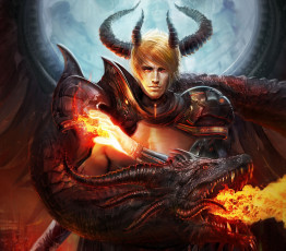Картинка фэнтези демоны дракон пламя демон мужчина