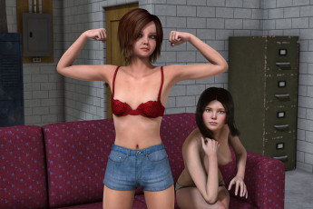 Картинка 3д+графика люди+ people девушка поза диван взгляд