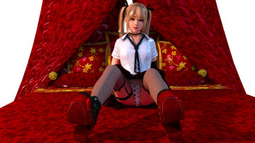 Картинка 3д+графика аниме+ anime кровать взгляд девушка