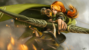 Картинка фэнтези девушки прицеливание лучник стрела девушка windrunner