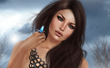 Картинка 3д+графика портрет+ portraits бабочка