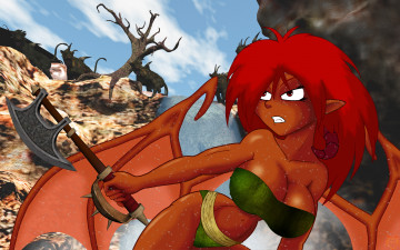 Картинка рисованные -+другое эльфмйка девушка демон крылья