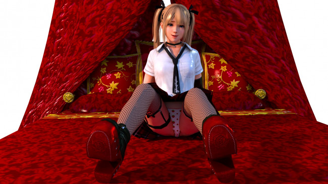 Обои картинки фото 3д графика, аниме , anime, кровать, взгляд, девушка