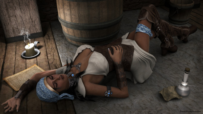 Обои картинки фото 3д графика, фантазия , fantasy, девушка, яд, свеча