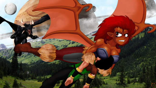 Обои картинки фото рисованные, - другое, крылья, эльфийка, демон, девушка, взгляд