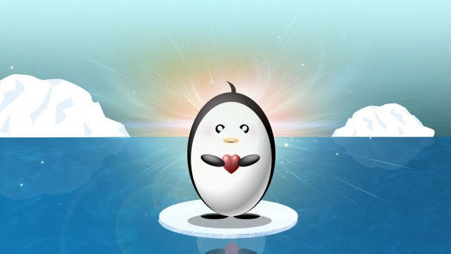 Обои картинки фото рисованные, минимализм, пингвин