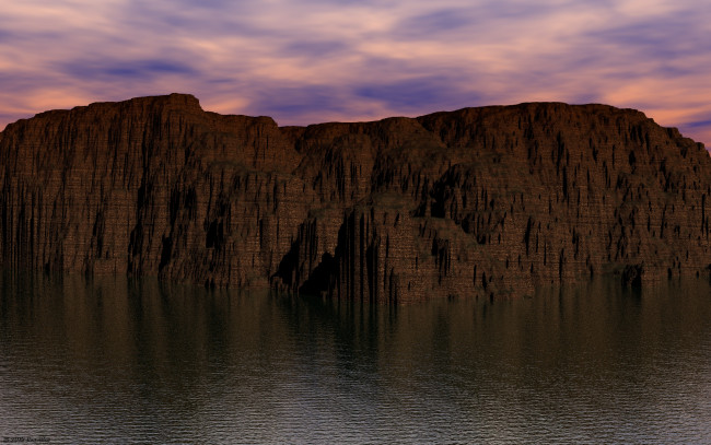 Обои картинки фото 3д графика, природа , nature, небо, скала, вода