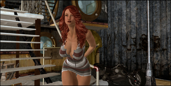 Обои картинки фото 3д графика, люди , people, девушка, взгляд, фон, рыжая